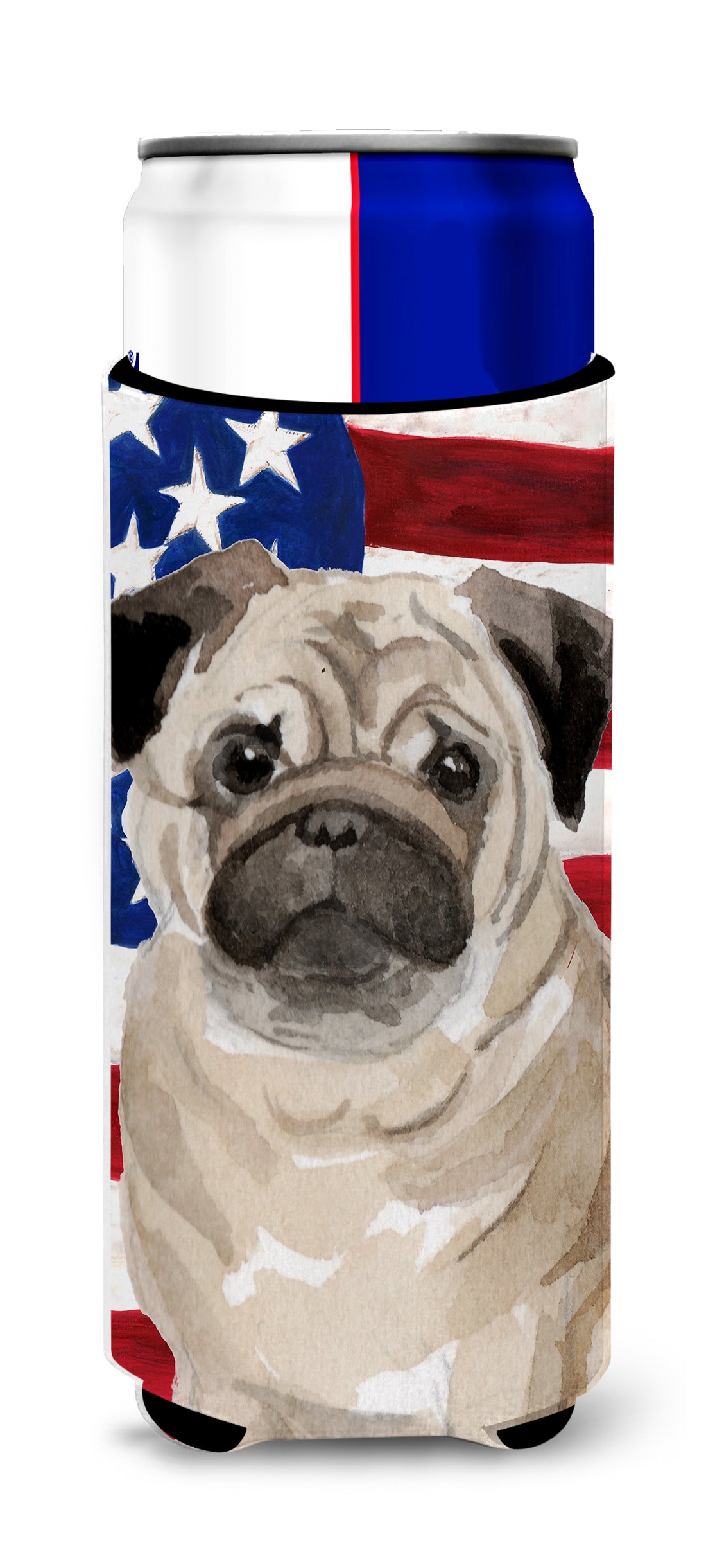 Fawn Pug Patriotic  Ultra Hugger for slim cans BB9391MUK  the-store.com.