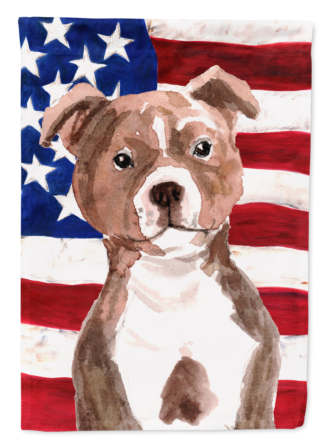 Red Staffie Bull Terrier Patriotic Flag Garden Size BB9392GF  the-store.com.