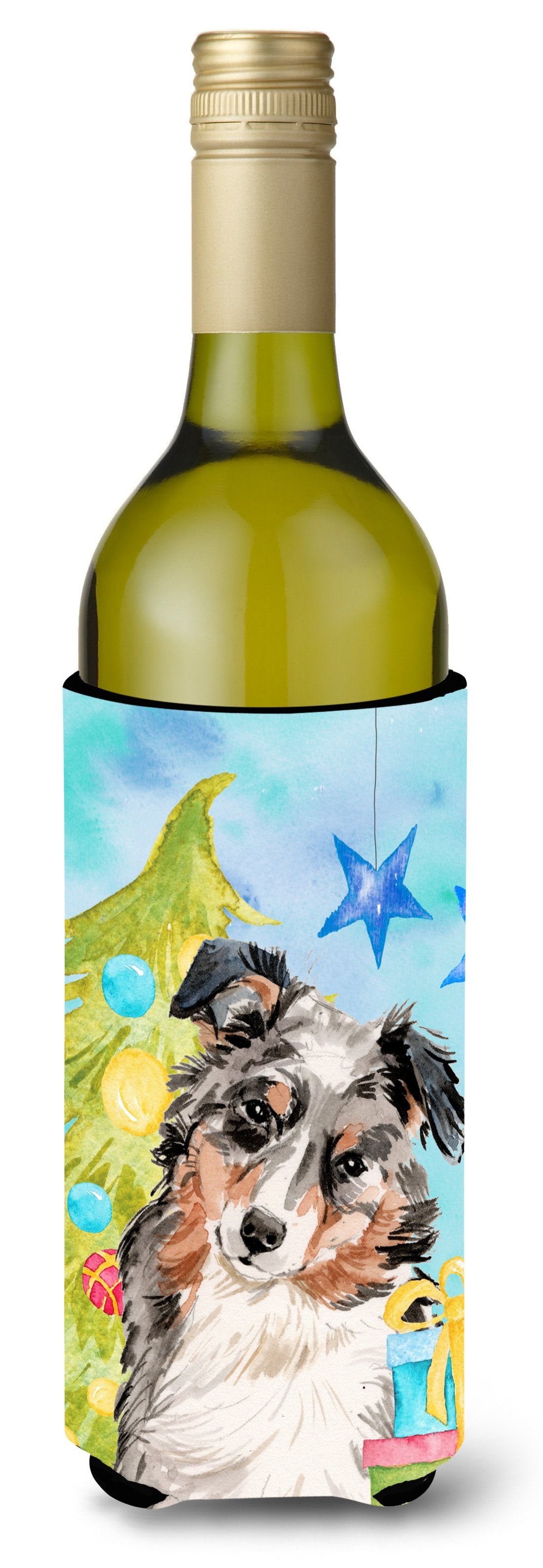 Australian Shepherd Christmas Wine Bottle Beverge Insulator Hugger BB9397LITERK by Caroline's Treasures