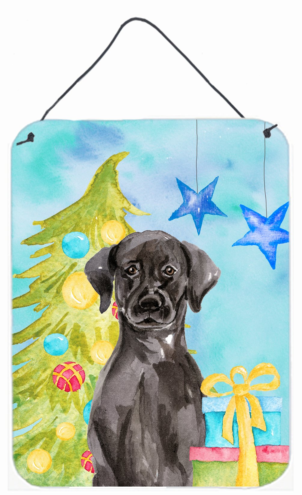 Black Labrador Christmas Wall or Door Hanging Prints BB9398DS1216 by Caroline's Treasures