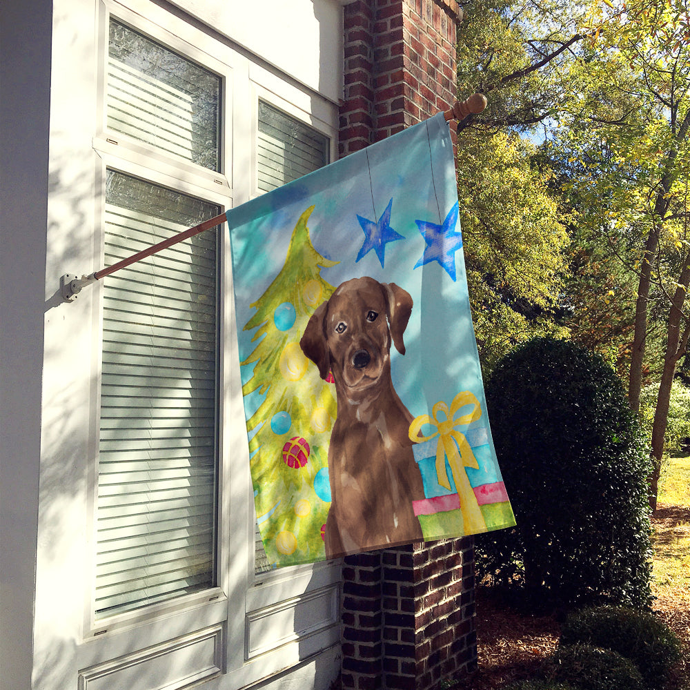 Chocolate Labrador Christmas Flag Canvas House Size BB9400CHF  the-store.com.