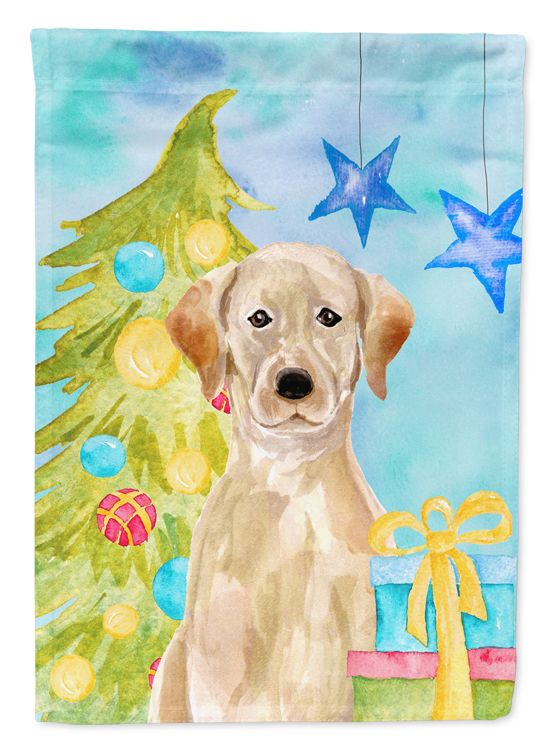 Yellow Labrador Christmas Flag Canvas House Size BB9401CHF  the-store.com.