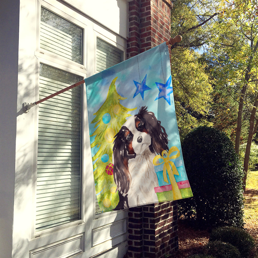 Tricolor Cavalier Spaniel Christmas Flag Canvas House Size BB9402CHF  the-store.com.