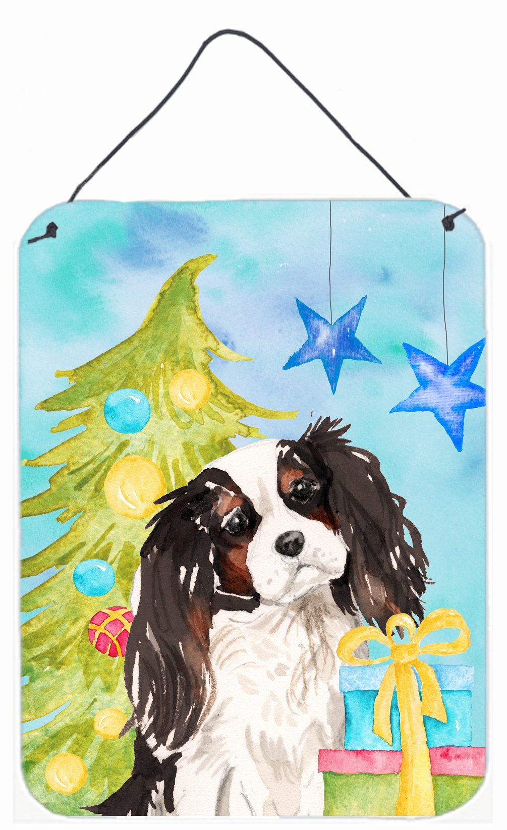 Tricolor Cavalier Spaniel Christmas Wall or Door Hanging Prints BB9402DS1216 by Caroline&#39;s Treasures