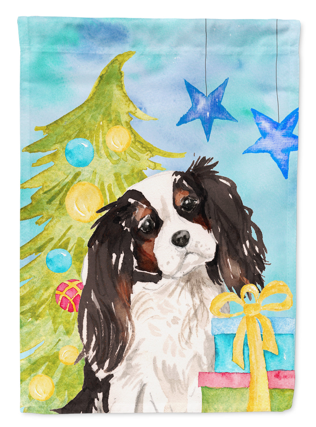 Tricolor Cavalier Spaniel Christmas Flag Garden Size BB9402GF  the-store.com.