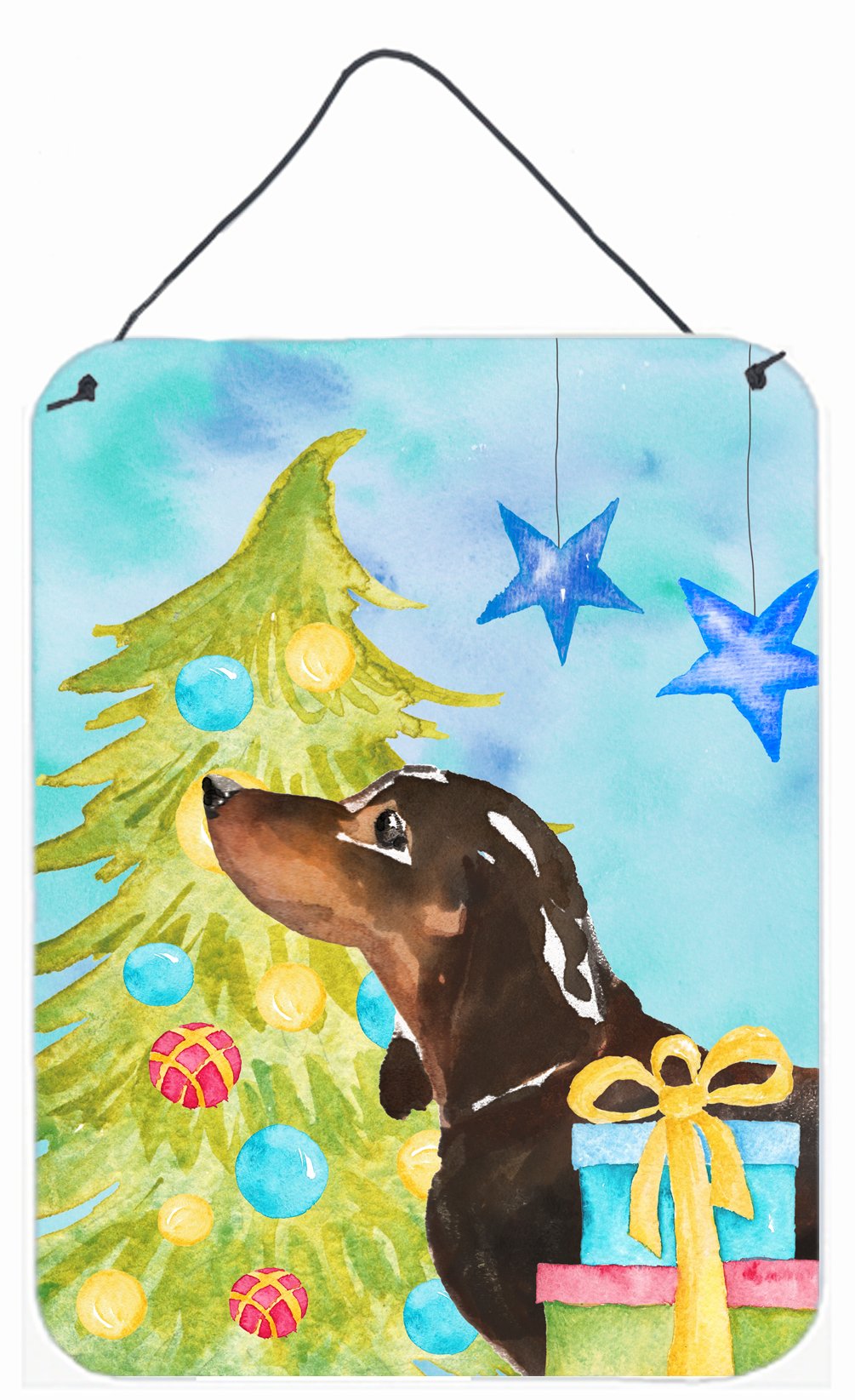 Black and Tan Dachshund Christmas Wall or Door Hanging Prints BB9405DS1216 by Caroline&#39;s Treasures