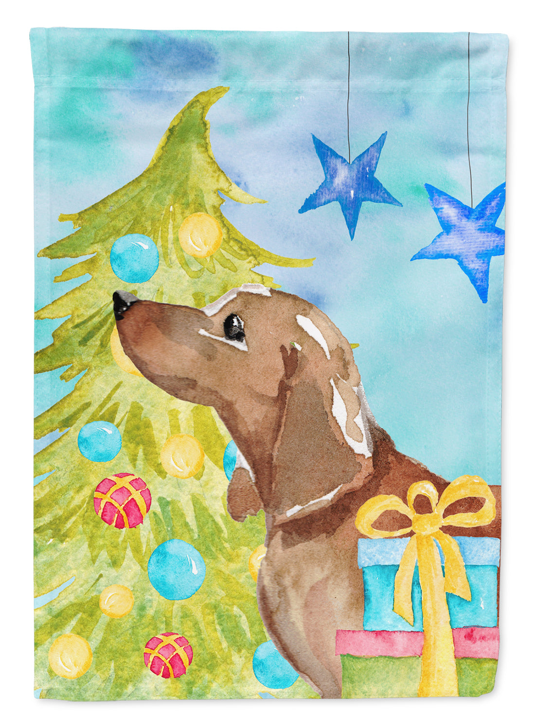 Red Tan Dachshund Christmas Flag Garden Size BB9406GF  the-store.com.