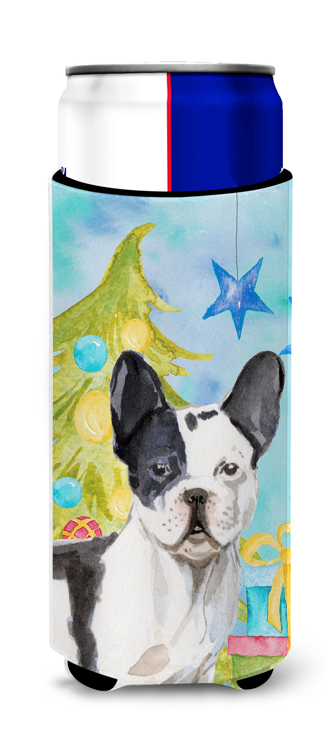 Black White French Bulldog Christmas  Ultra Hugger for slim cans BB9407MUK  the-store.com.