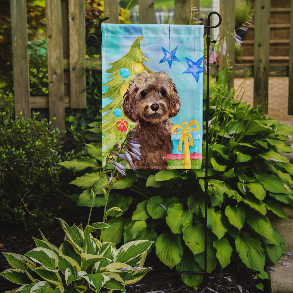 Brown Cockapoo Christmas Flag Garden Size BB9409GF  the-store.com.