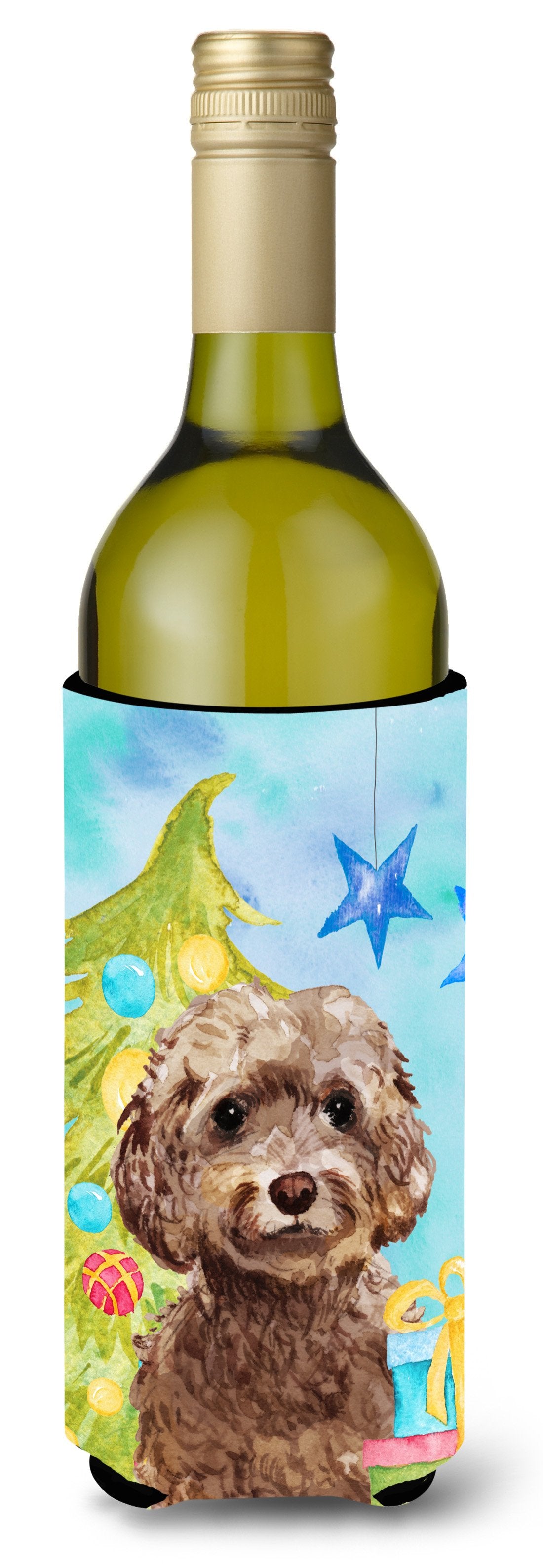 Brown Cockapoo Christmas Wine Bottle Beverge Insulator Hugger BB9409LITERK by Caroline&#39;s Treasures