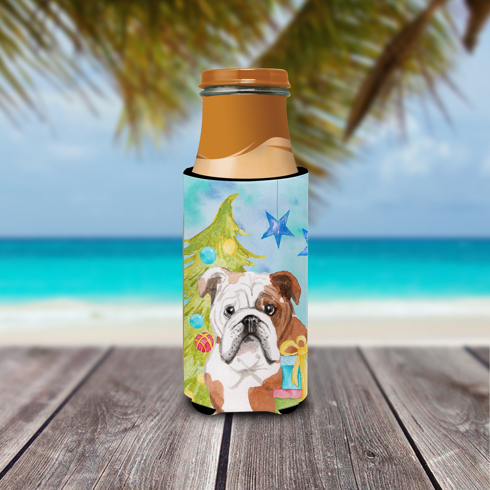 English Bulldog Christmas  Ultra Hugger for slim cans BB9416MUK  the-store.com.