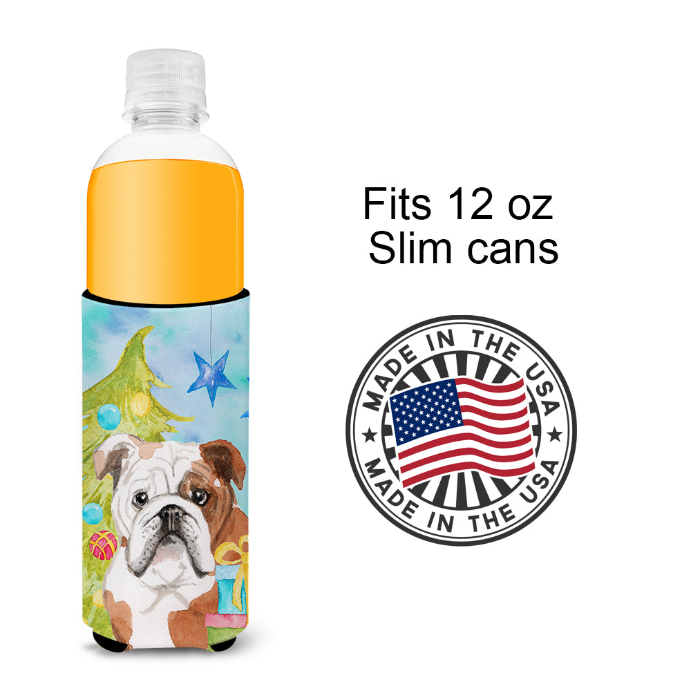 English Bulldog Christmas  Ultra Hugger for slim cans BB9416MUK  the-store.com.