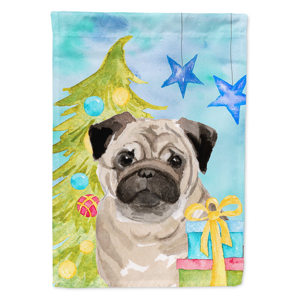 Fawn Pug Christmas Flag Canvas House Size BB9426CHF  the-store.com.