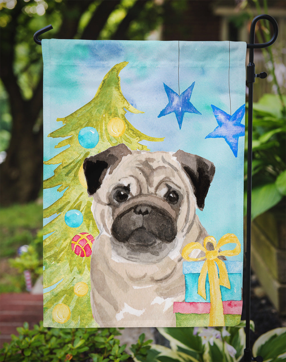 Fawn Pug Christmas Flag Garden Size BB9426GF  the-store.com.