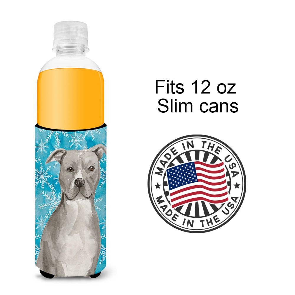 Staffordshire Bull Terrier Winter  Ultra Hugger for slim cans BB9430MUK  the-store.com.