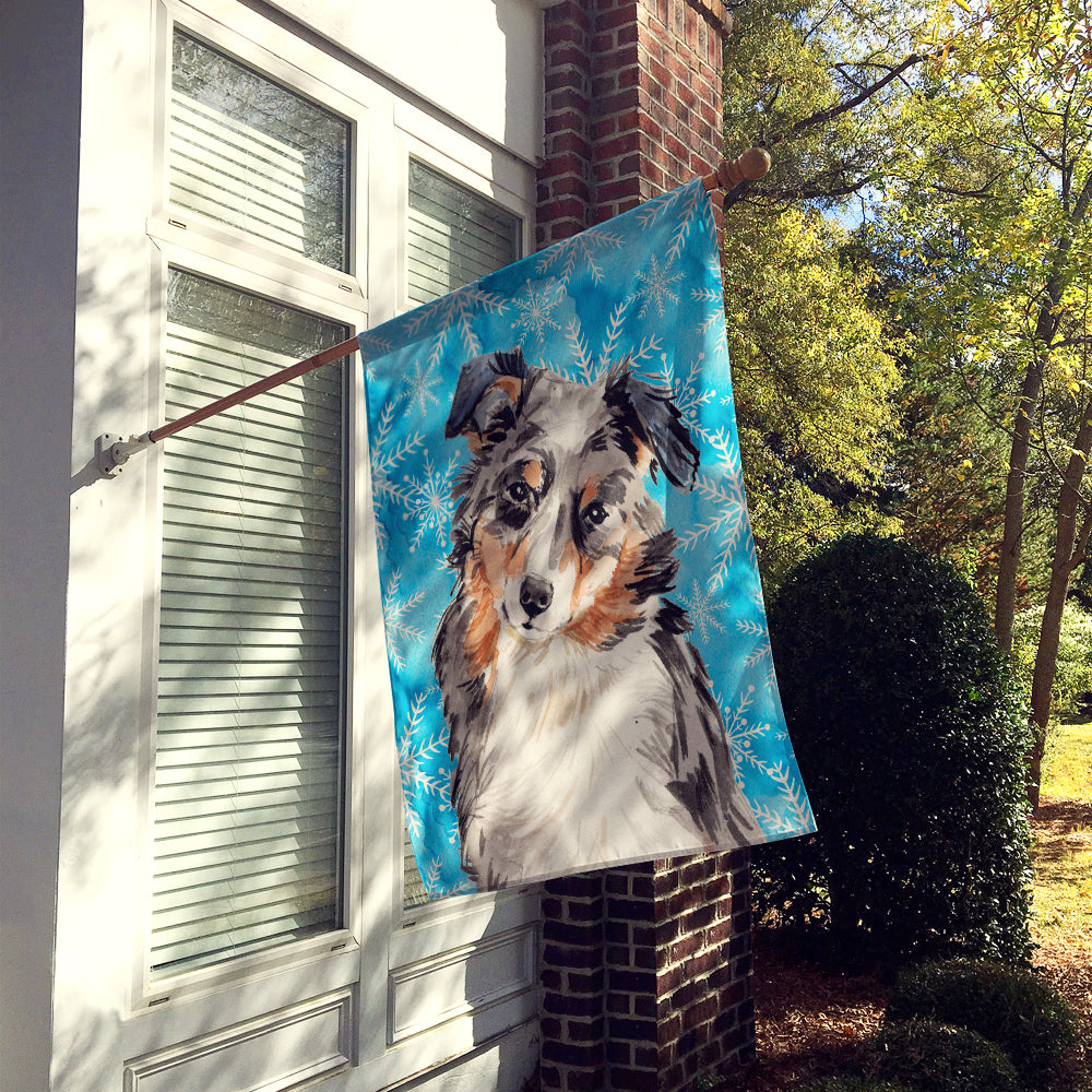 Australian Shepherd Winter Flag Canvas House Size BB9432CHF  the-store.com.