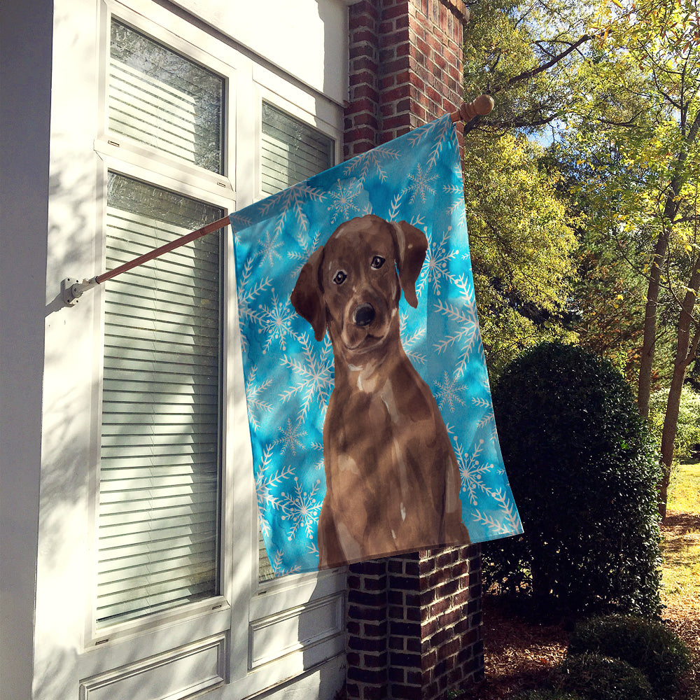 Chocolate Labrador Winter Flag Canvas House Size BB9435CHF  the-store.com.