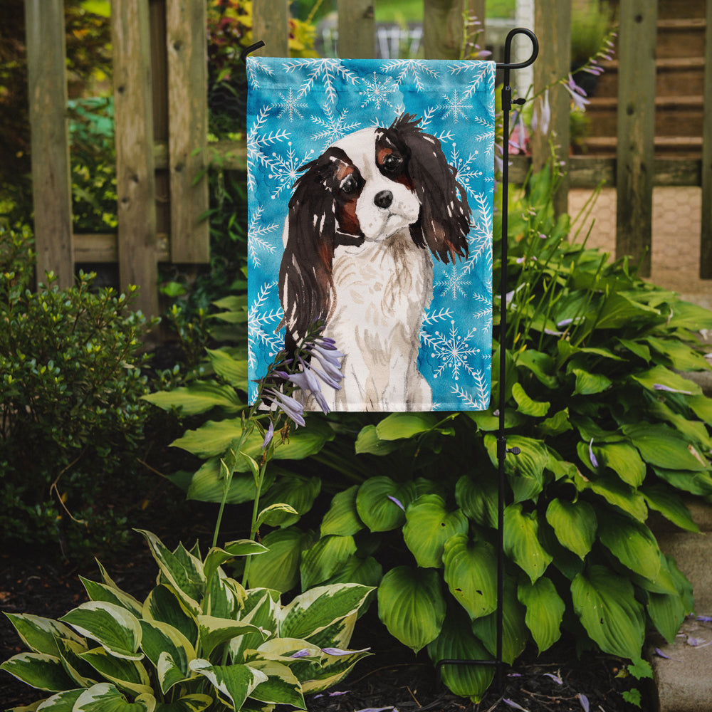 Tricolor Cavalier Spaniel Winter Flag Garden Size BB9437GF  the-store.com.