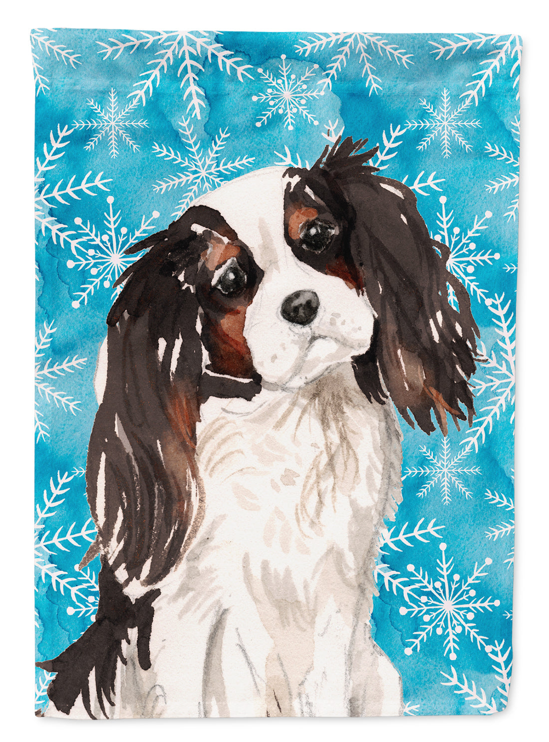 Tricolor Cavalier Spaniel Winter Flag Garden Size BB9437GF  the-store.com.