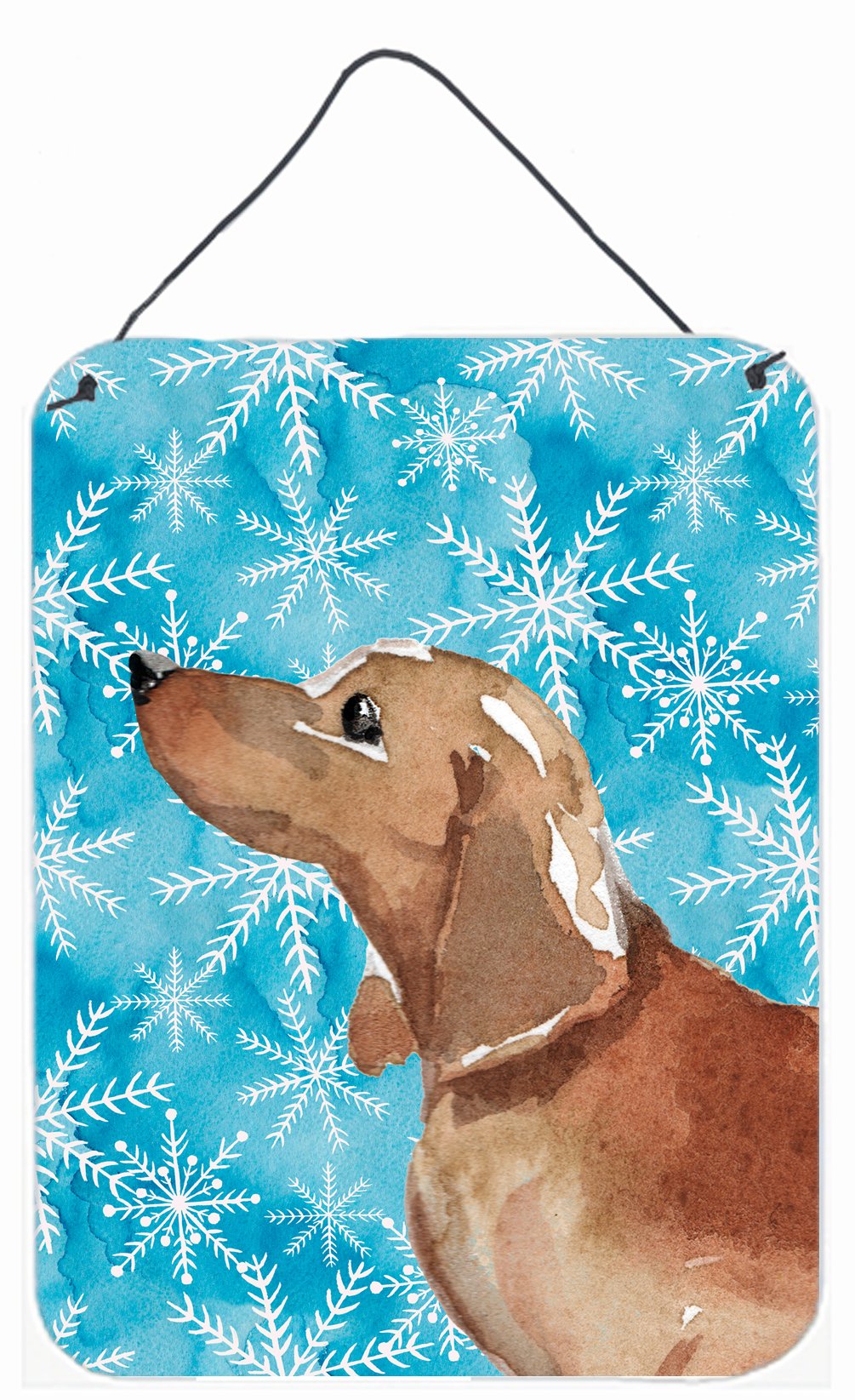 Red Tan Dachshund Winter Wall or Door Hanging Prints BB9441DS1216 by Caroline&#39;s Treasures