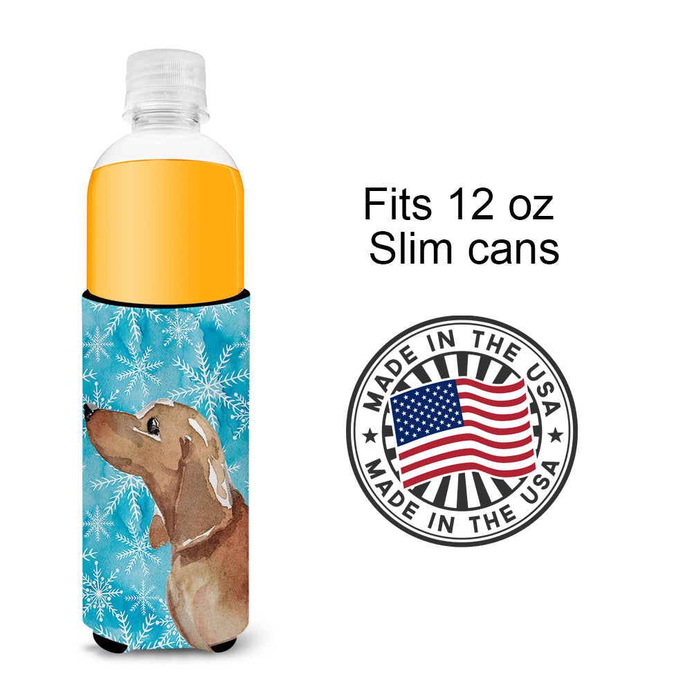 Red Tan Dachshund Winter  Ultra Hugger for slim cans BB9441MUK  the-store.com.