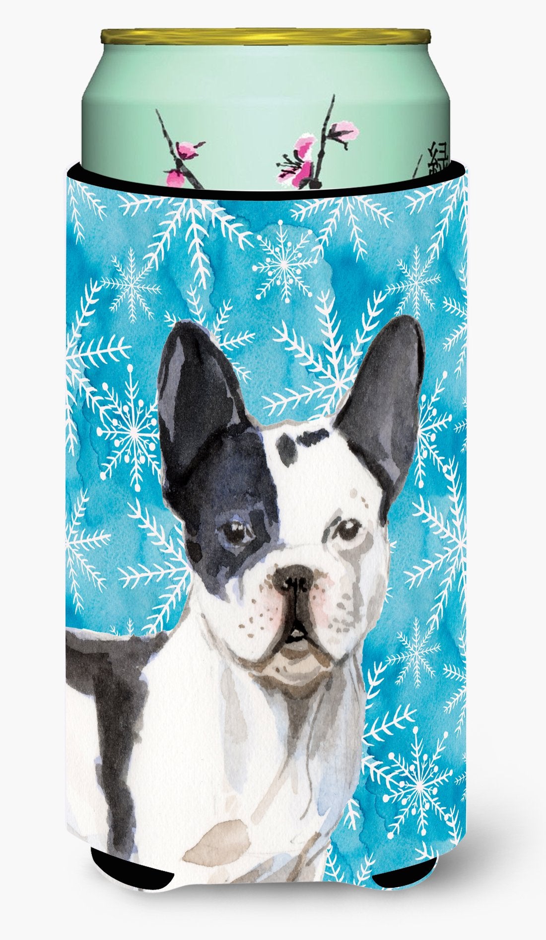 Black White French Bulldog Winter Tall Boy Beverage Insulator Hugger BB9442TBC by Caroline's Treasures