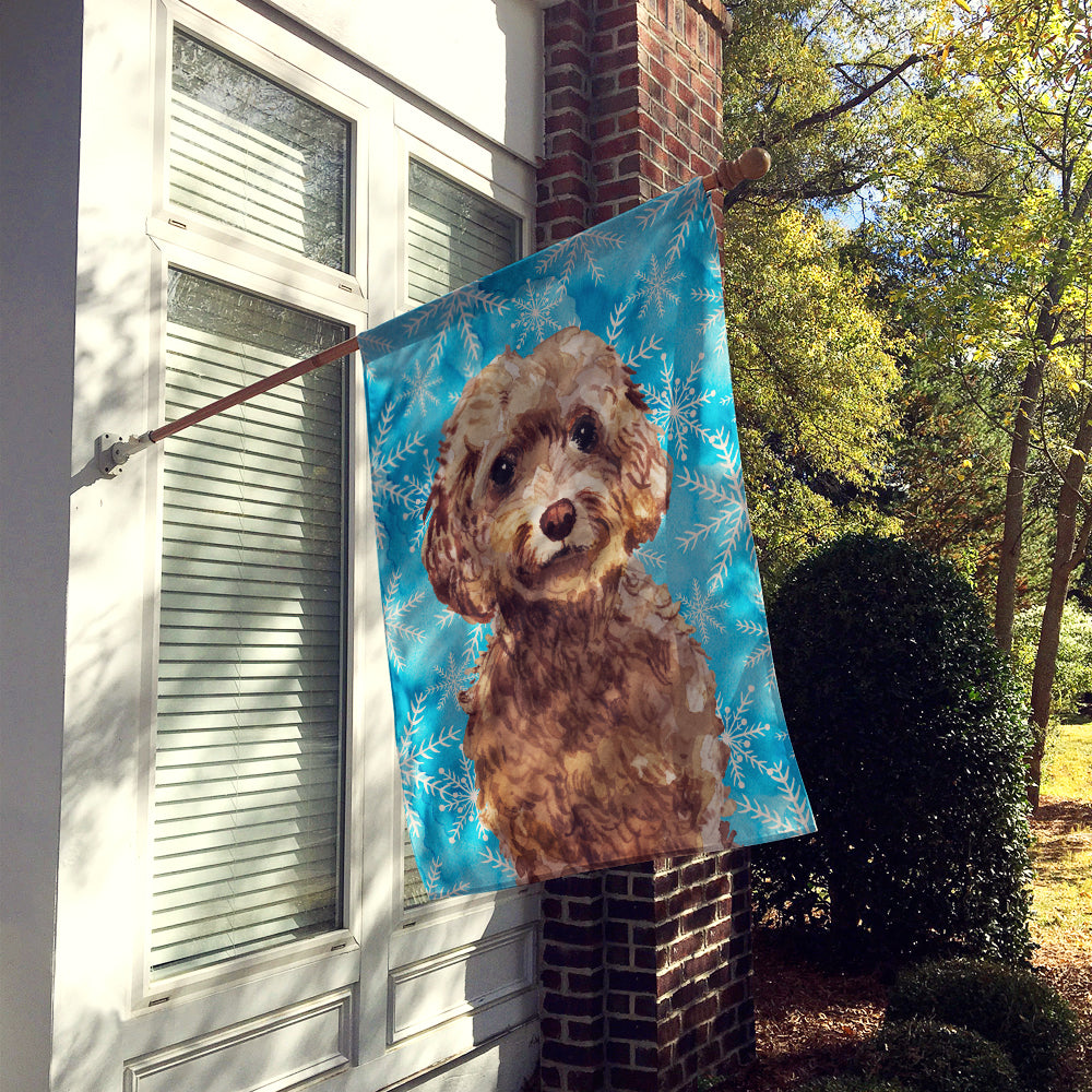 Brown Cockapoo Winter Flag Canvas House Size BB9444CHF  the-store.com.