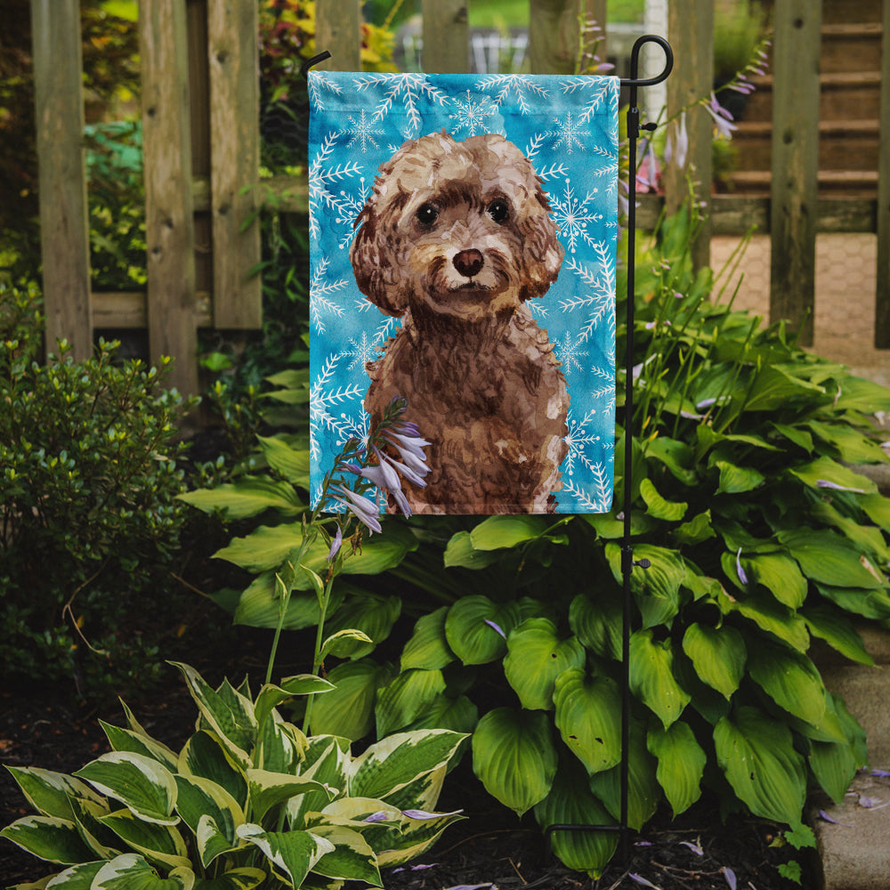 Brown Cockapoo Winter Flag Garden Size BB9444GF  the-store.com.