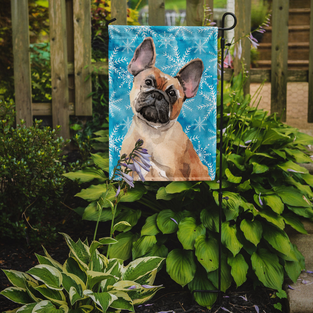 Fawn French Bulldog Winter Flag Garden Size BB9452GF  the-store.com.