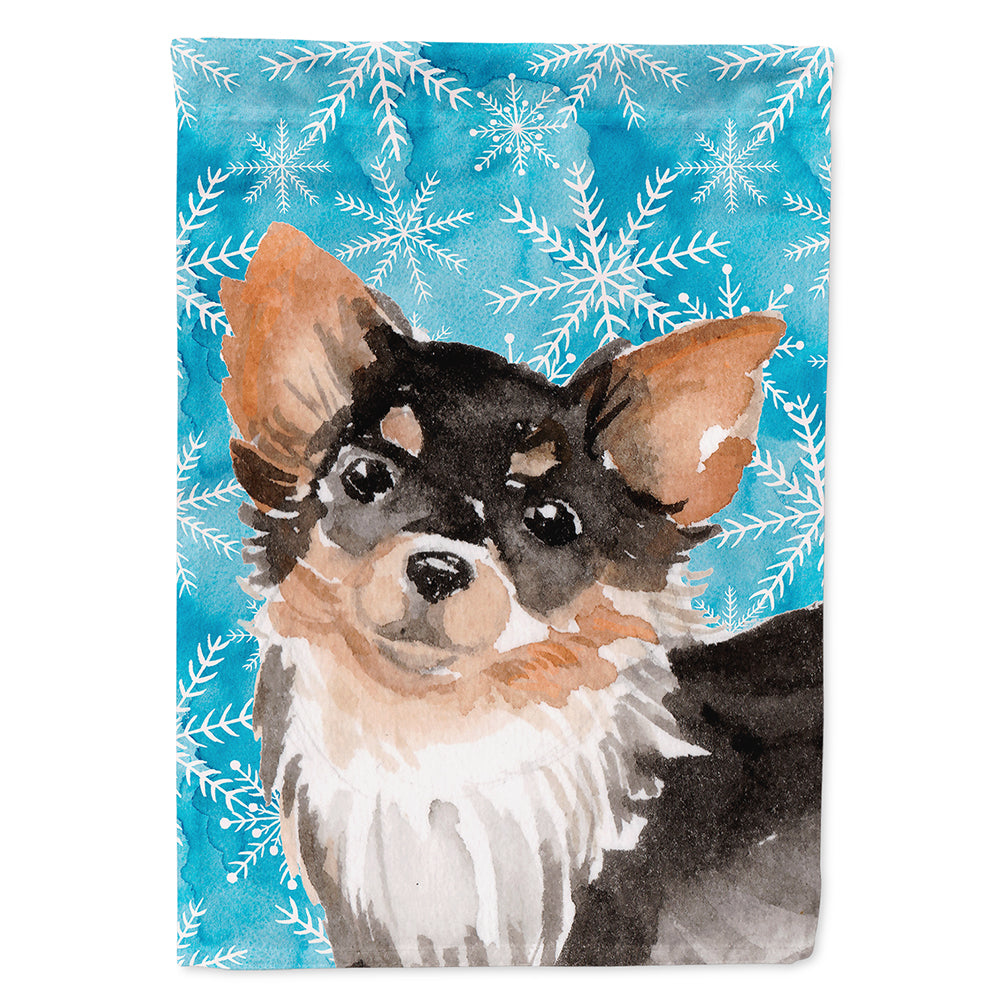 Long Haired Chihuahua Winter Flag Canvas House Size BB9459CHF  the-store.com.