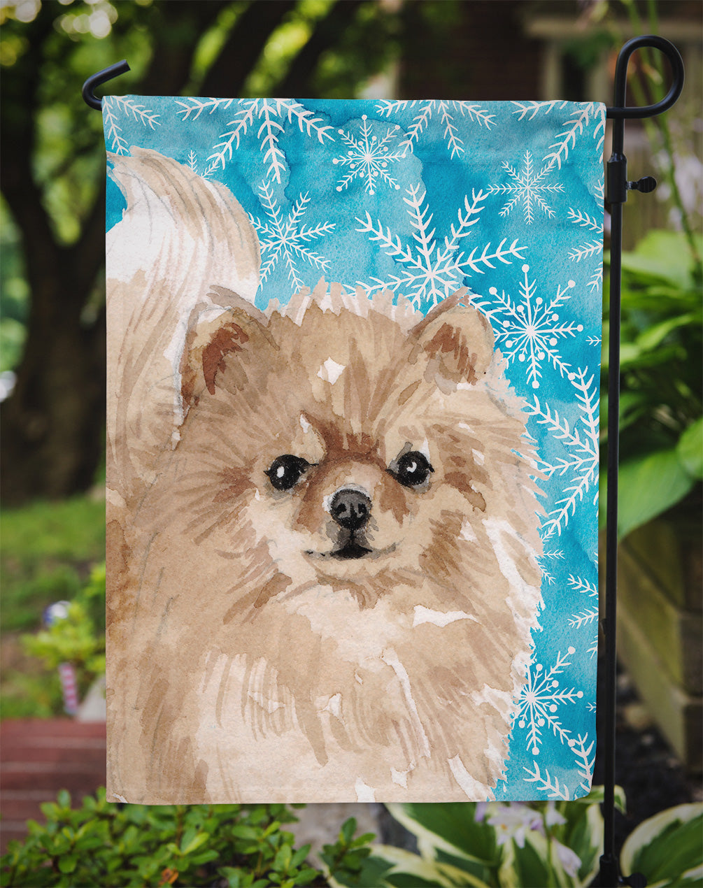 Pomeranian Winter Flag Garden Size BB9460GF  the-store.com.