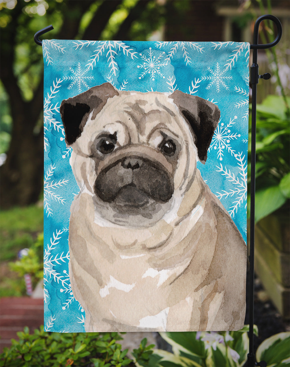 Fawn Pug Winter Flag Garden Size BB9461GF  the-store.com.