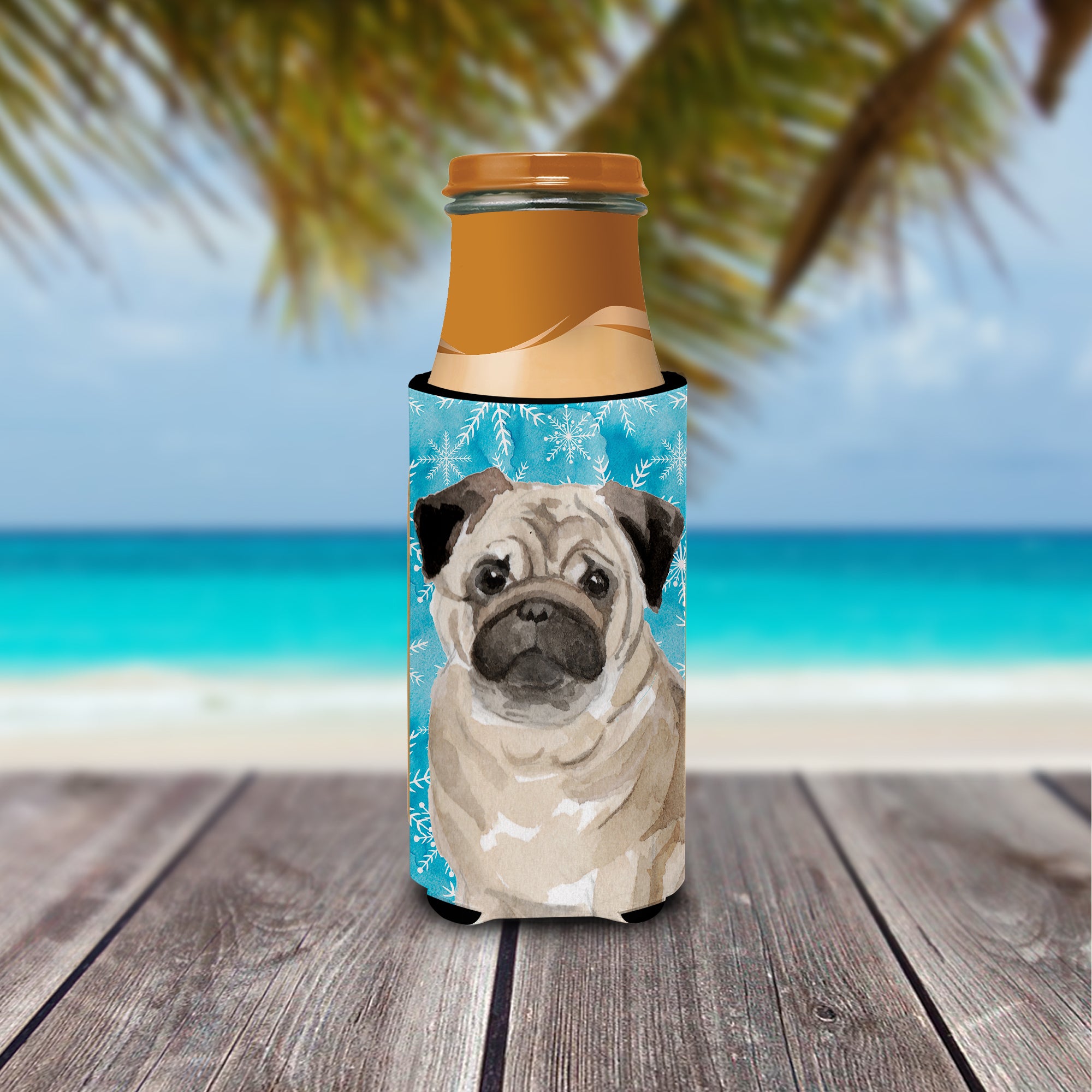 Fawn Pug Winter  Ultra Hugger for slim cans BB9461MUK  the-store.com.