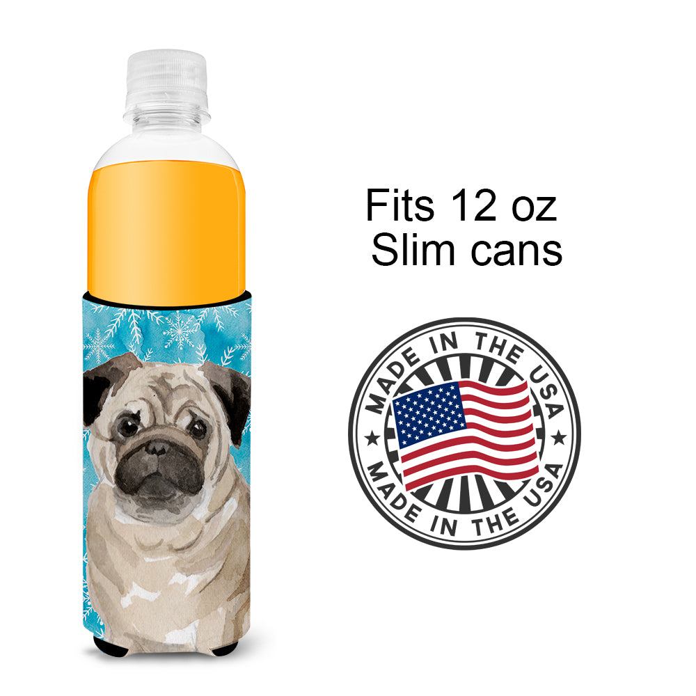 Fawn Pug Winter  Ultra Hugger for slim cans BB9461MUK  the-store.com.