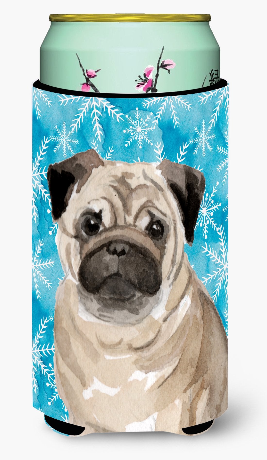 Fawn Pug Winter Tall Boy Beverage Insulator Hugger BB9461TBC by Caroline's Treasures