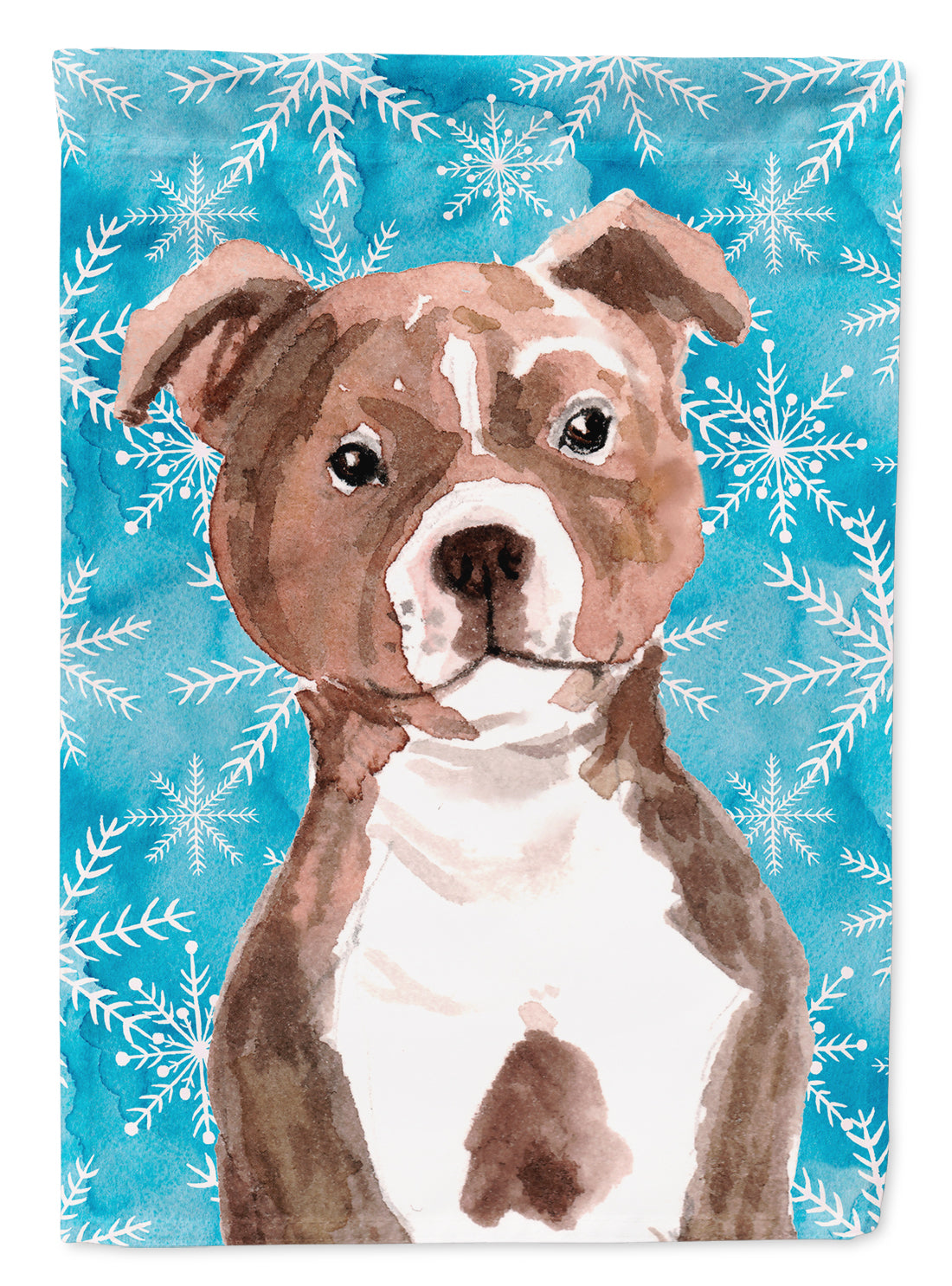 Red Staffie Bull Terrier Winter Flag Garden Size BB9462GF  the-store.com.