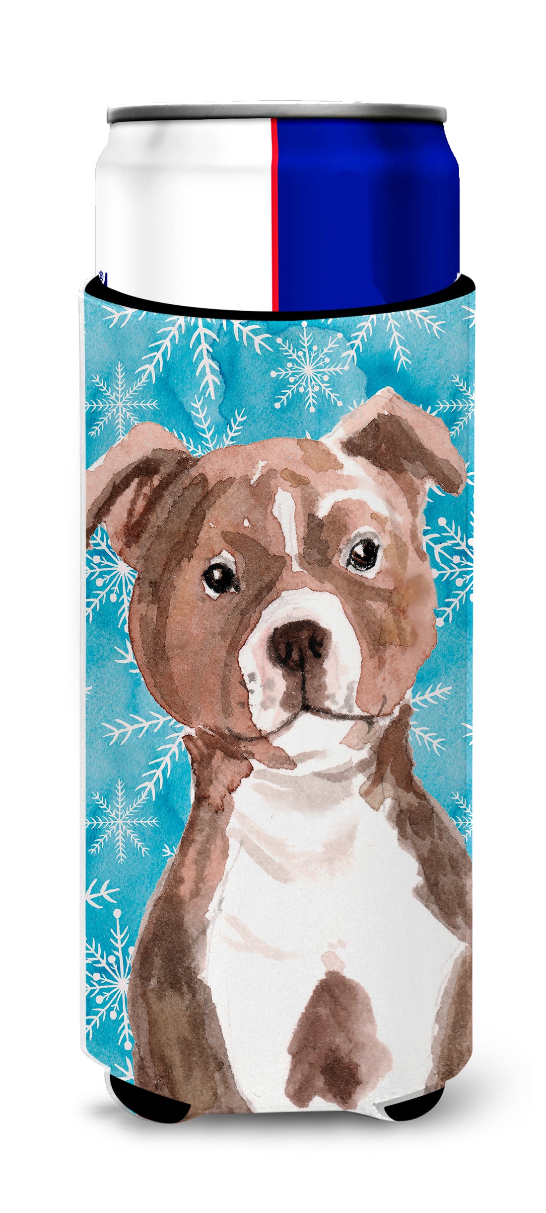 Red Staffie Bull Terrier Winter  Ultra Hugger for slim cans BB9462MUK  the-store.com.