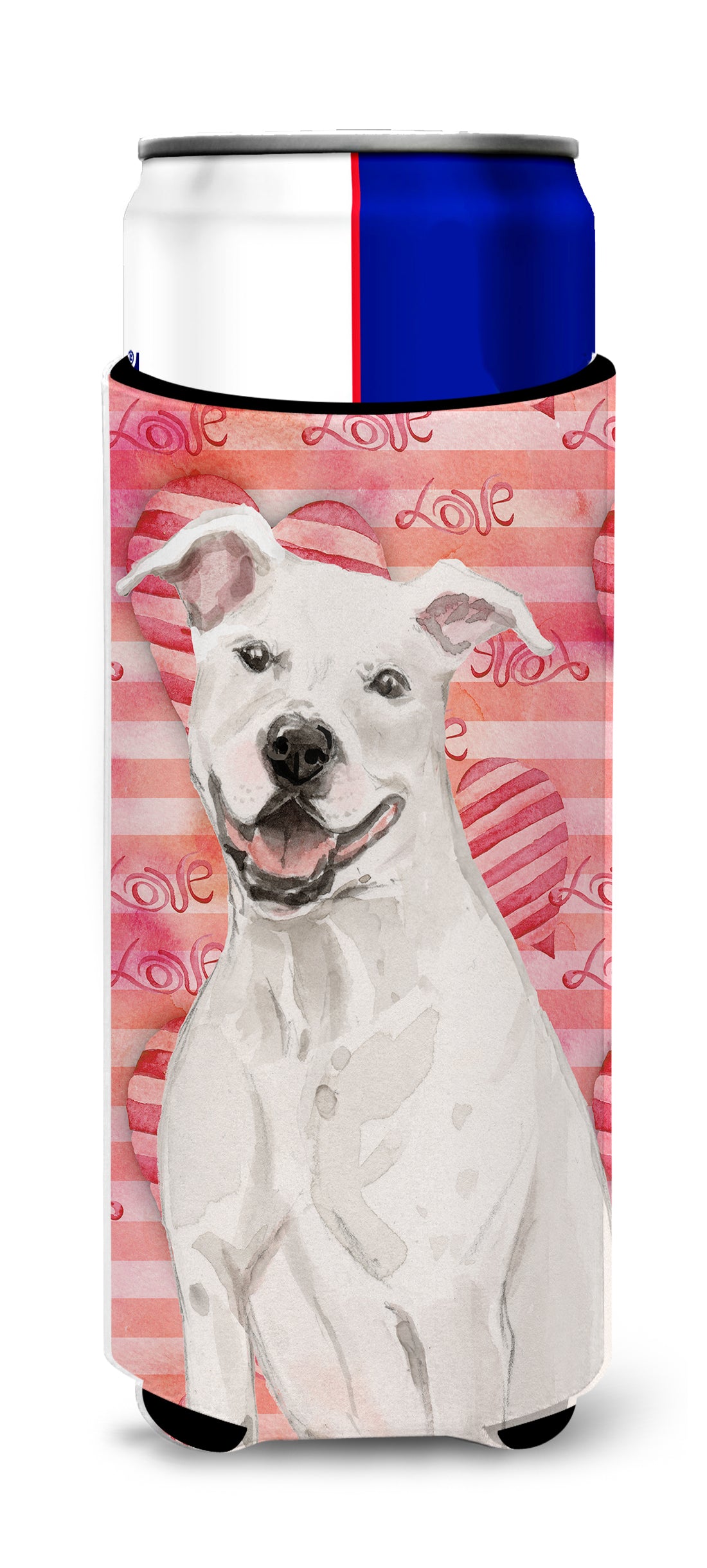 White Staffie Bull Terrier Love  Ultra Hugger for slim cans BB9466MUK  the-store.com.