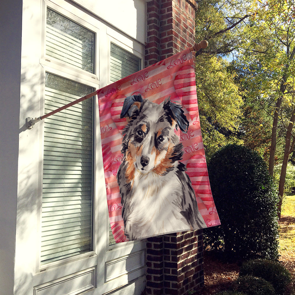 Australian Shepherd Love Flag Canvas House Size BB9467CHF  the-store.com.