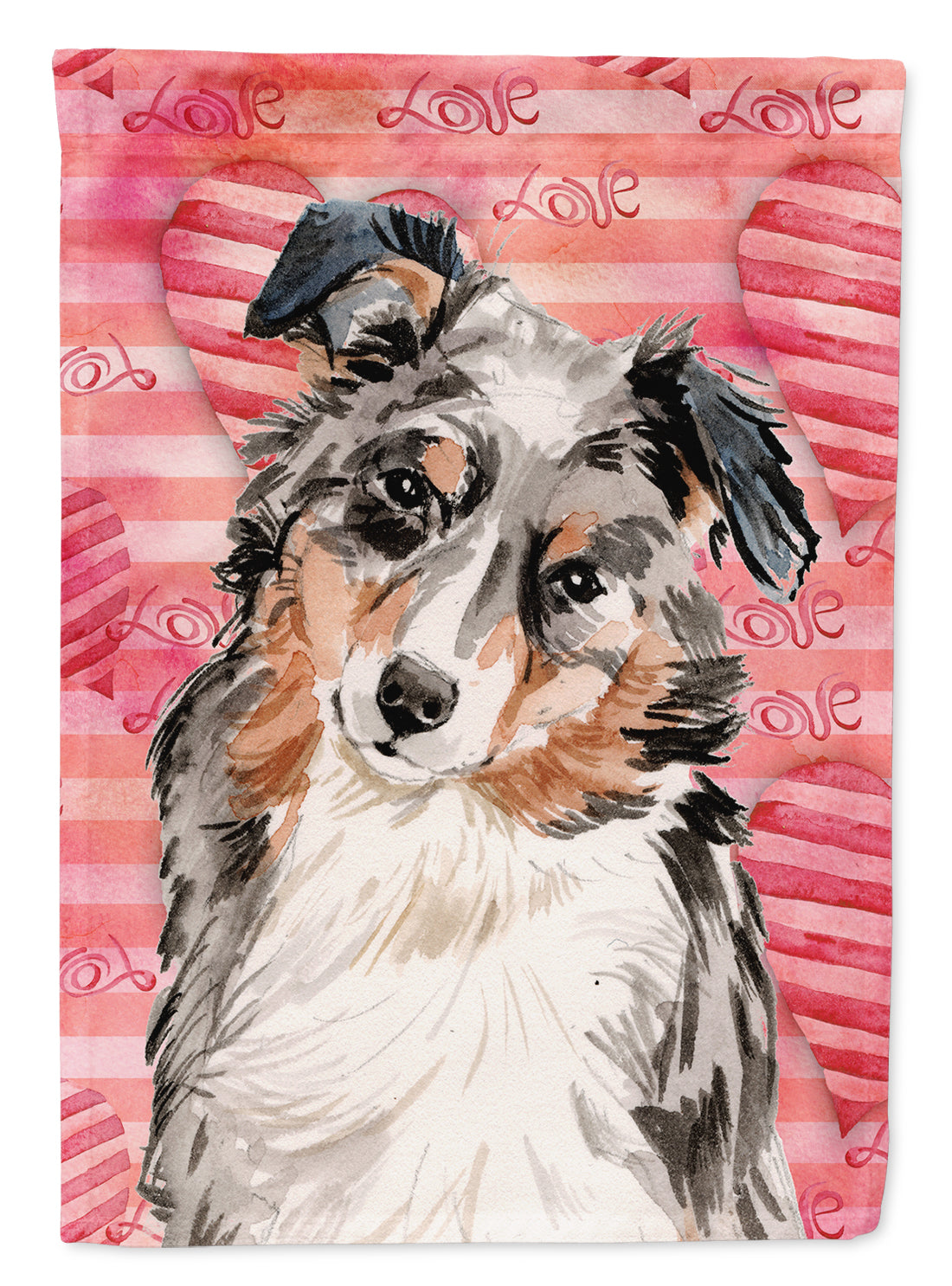 Australian Shepherd Love Flag Canvas House Size BB9467CHF  the-store.com.