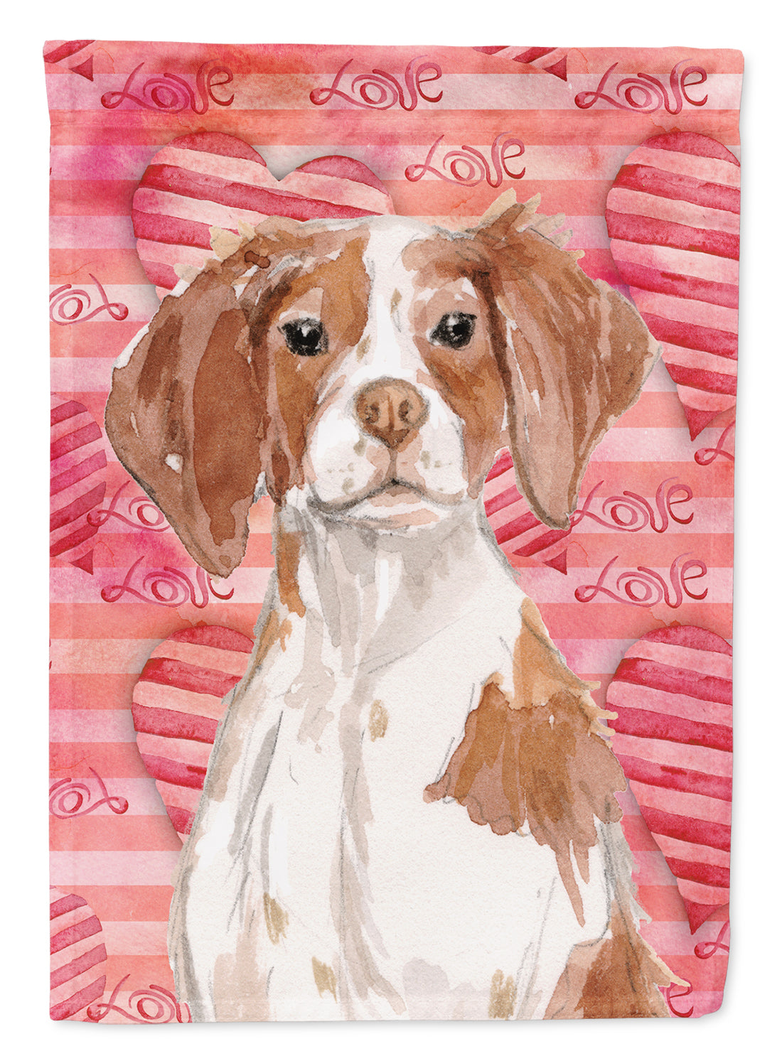 Brittany Spaniel Love Flag Canvas House Size BB9469CHF  the-store.com.