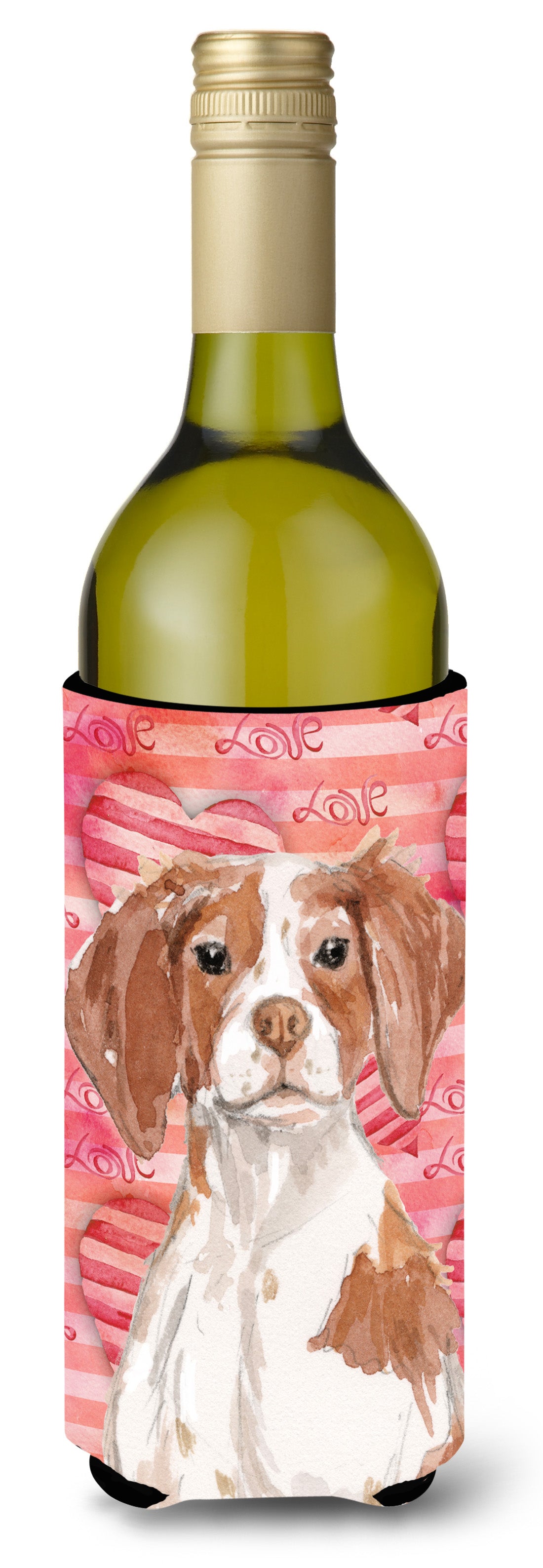 Brittany Spaniel Love Wine Bottle Beverge Insulator Hugger BB9469LITERK by Caroline's Treasures