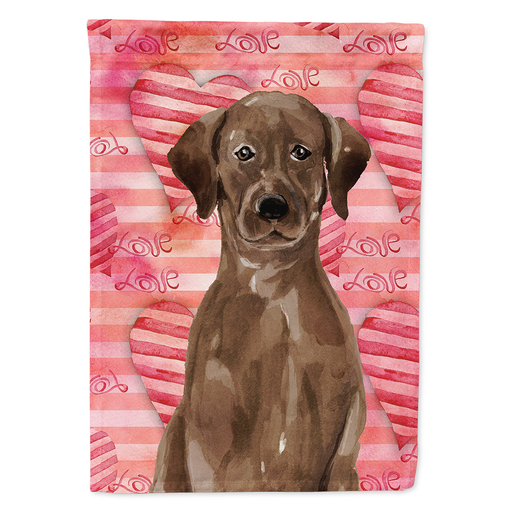 Chocolate Labrador Love Flag Canvas House Size BB9470CHF  the-store.com.