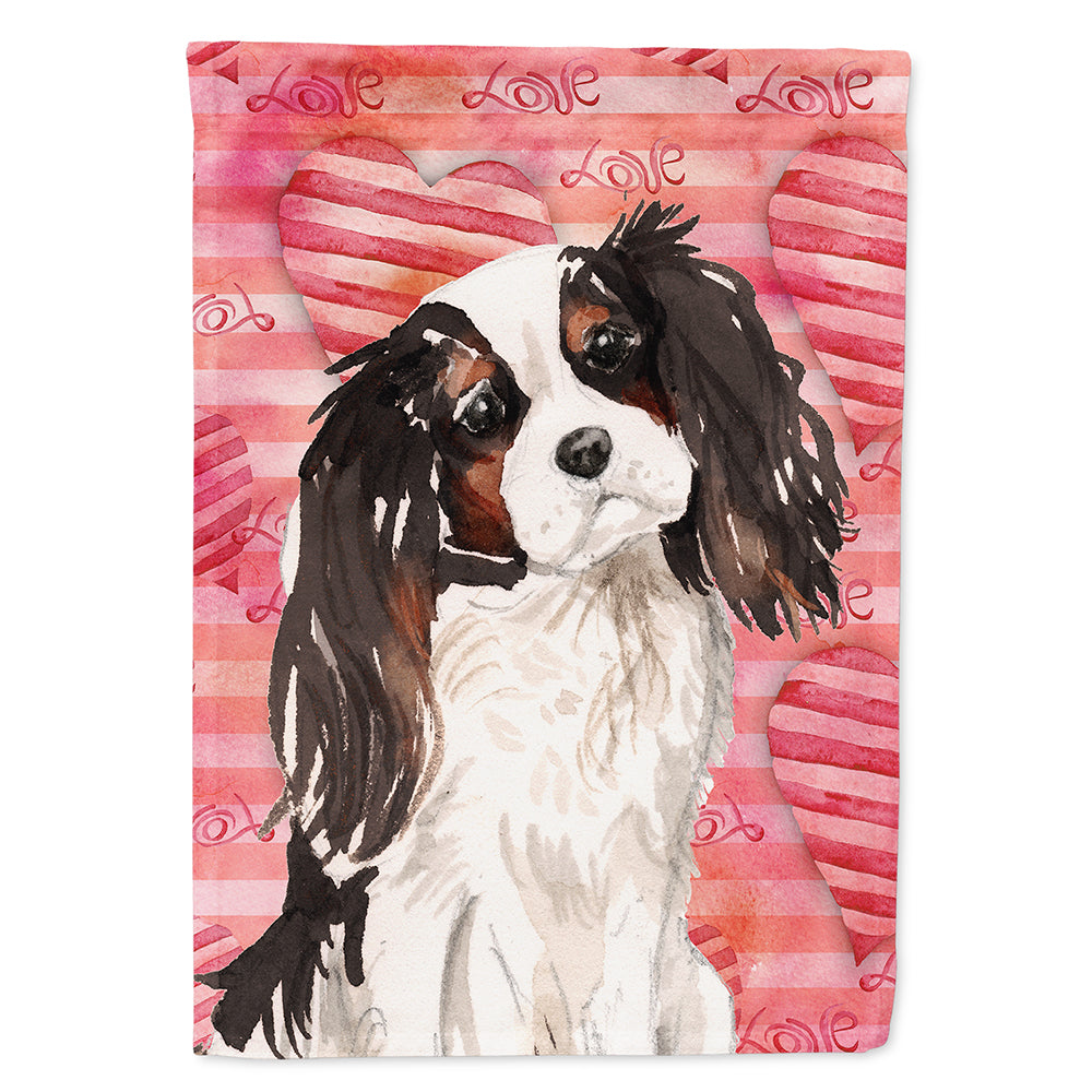 Tricolor Cavalier Spaniel Love Flag Canvas House Size BB9472CHF  the-store.com.