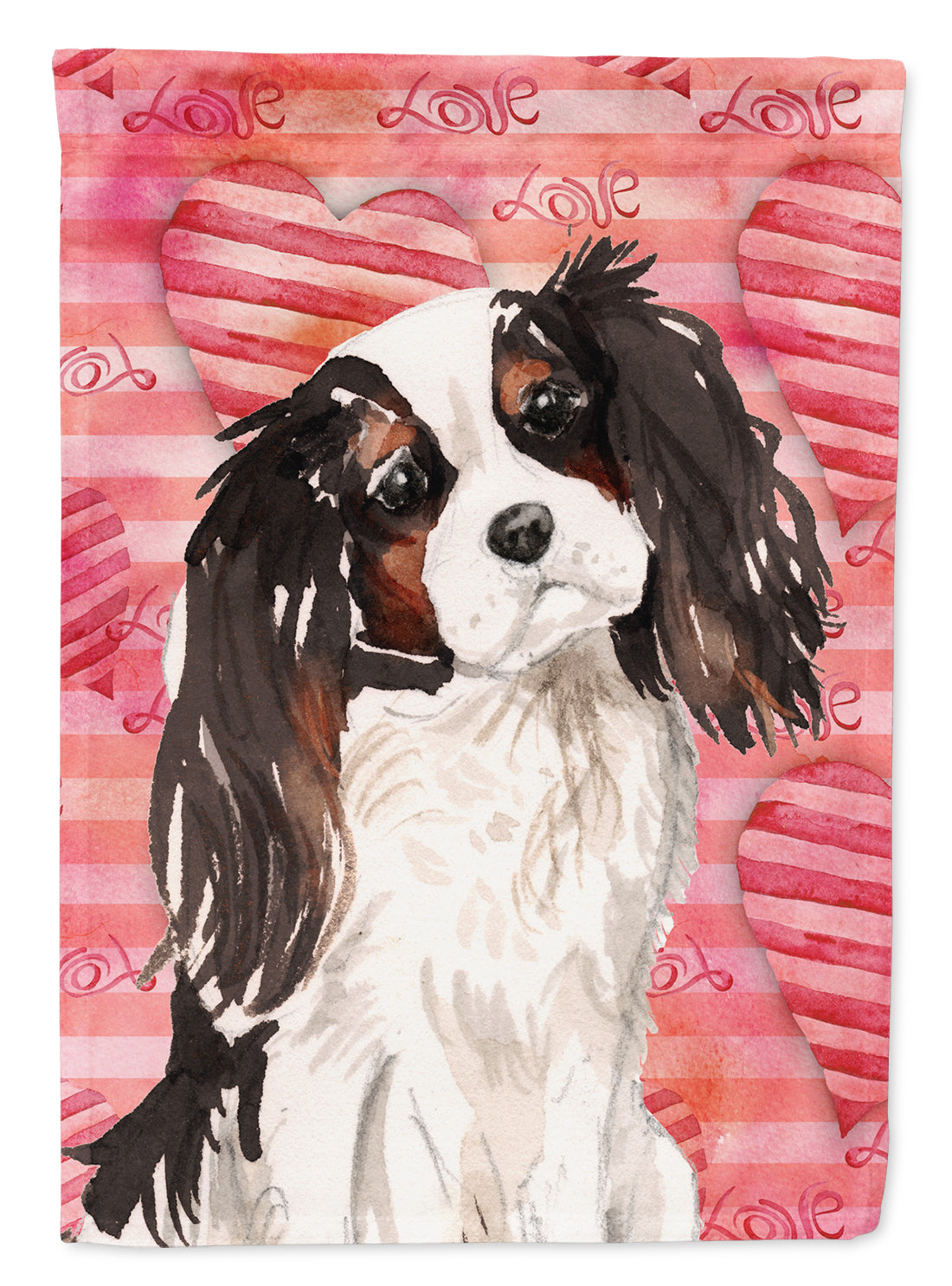 Tricolor Cavalier Spaniel Love Flag Garden Size BB9472GF  the-store.com.