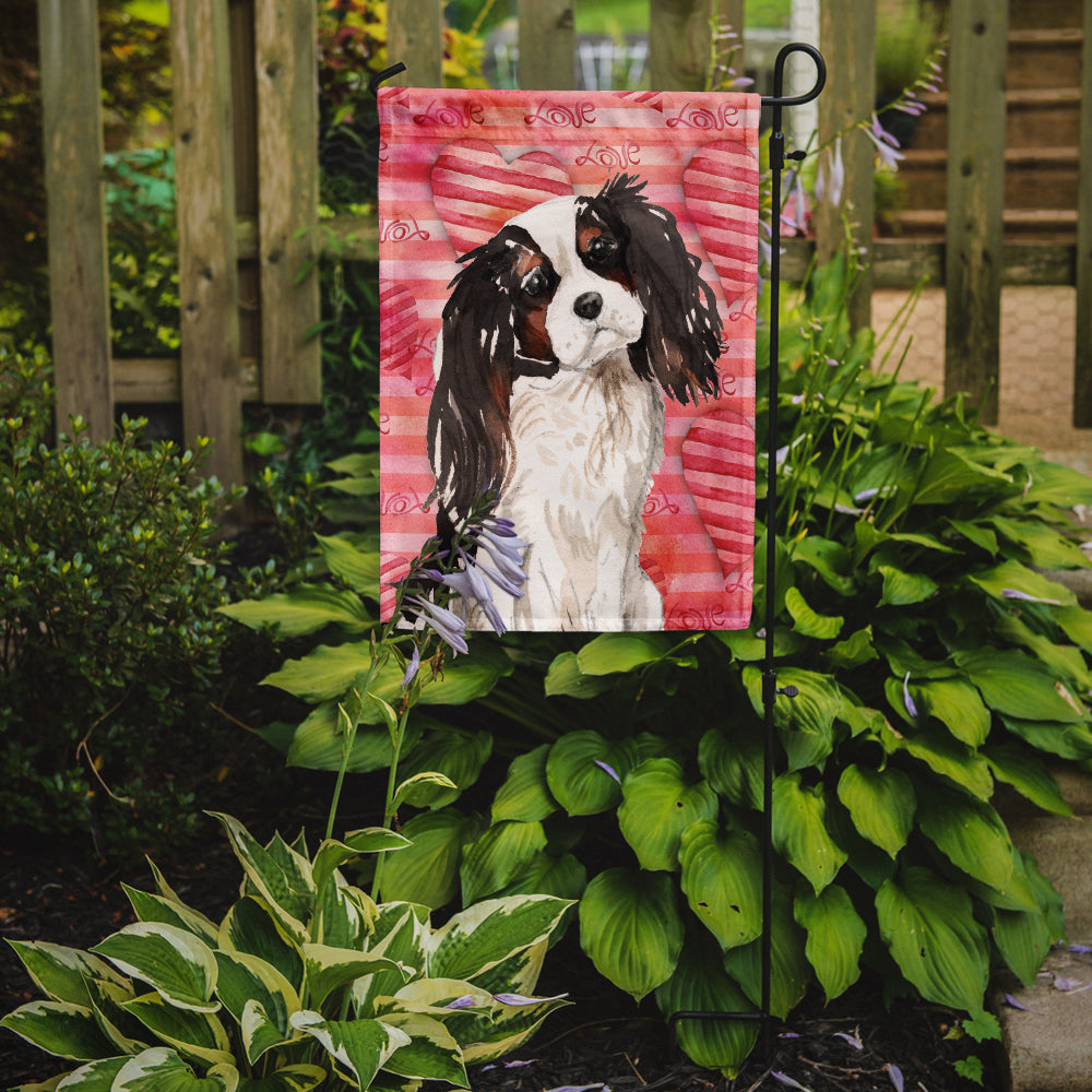 Tricolor Cavalier Spaniel Love Flag Garden Size BB9472GF  the-store.com.