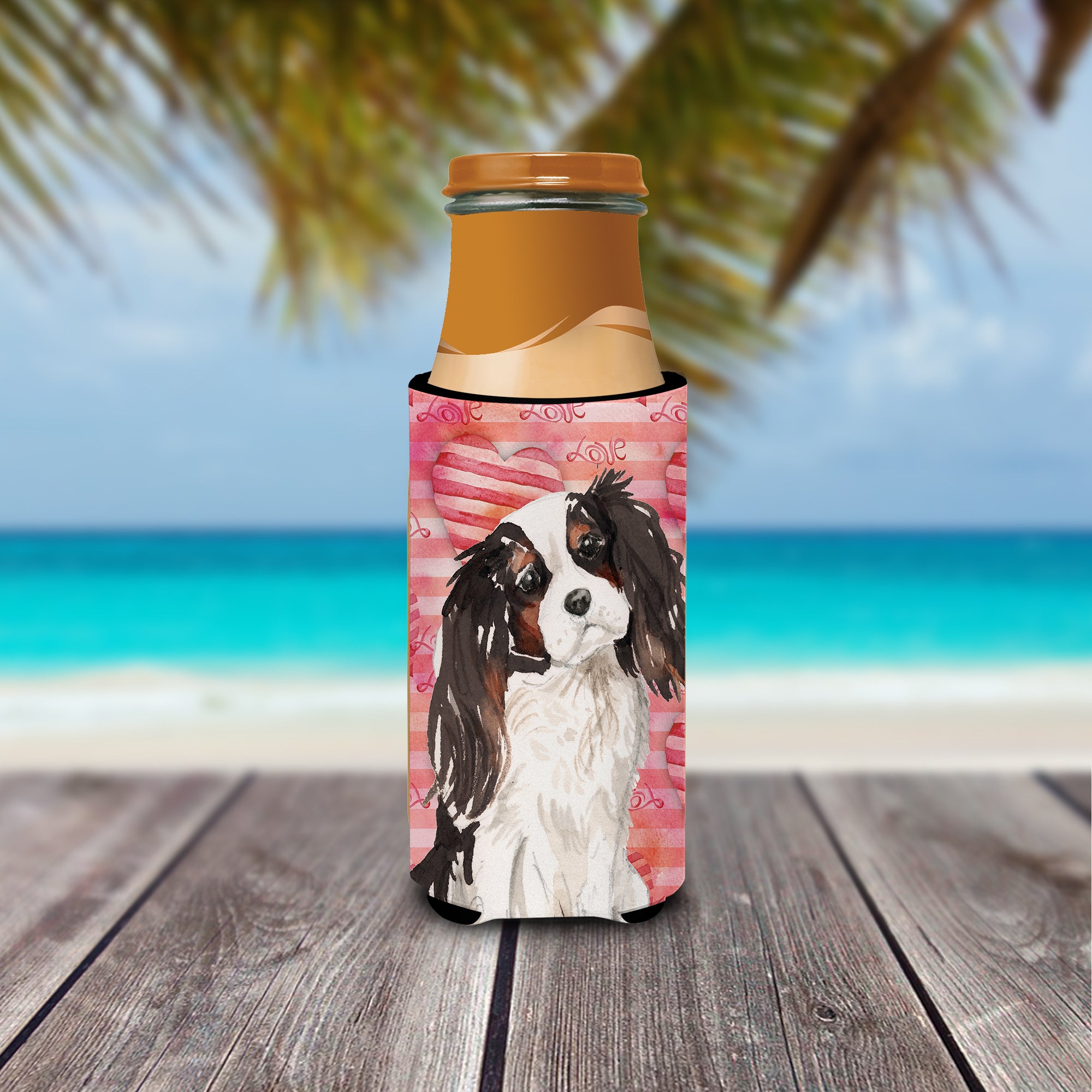 Tricolor Cavalier Spaniel Love  Ultra Hugger for slim cans BB9472MUK  the-store.com.
