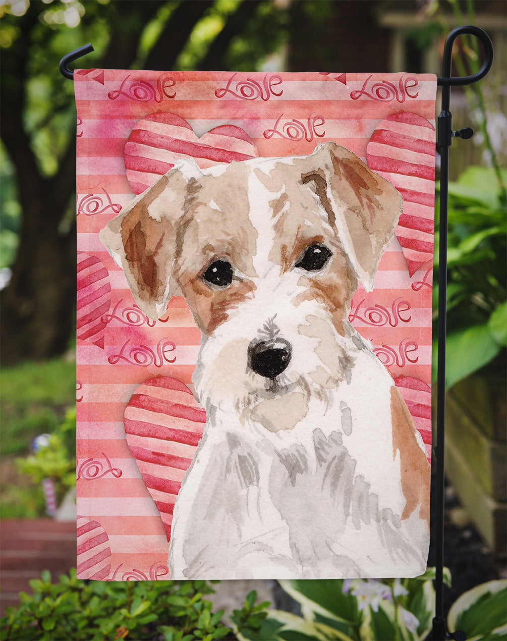 Wire Hair Jack Russell Love Flag Garden Size BB9473GF  the-store.com.