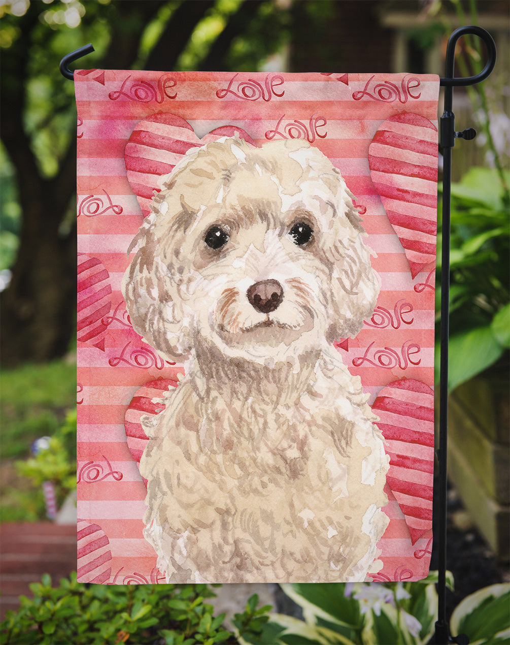 Champagne Cockapoo Love Flag Garden Size BB9480GF  the-store.com.