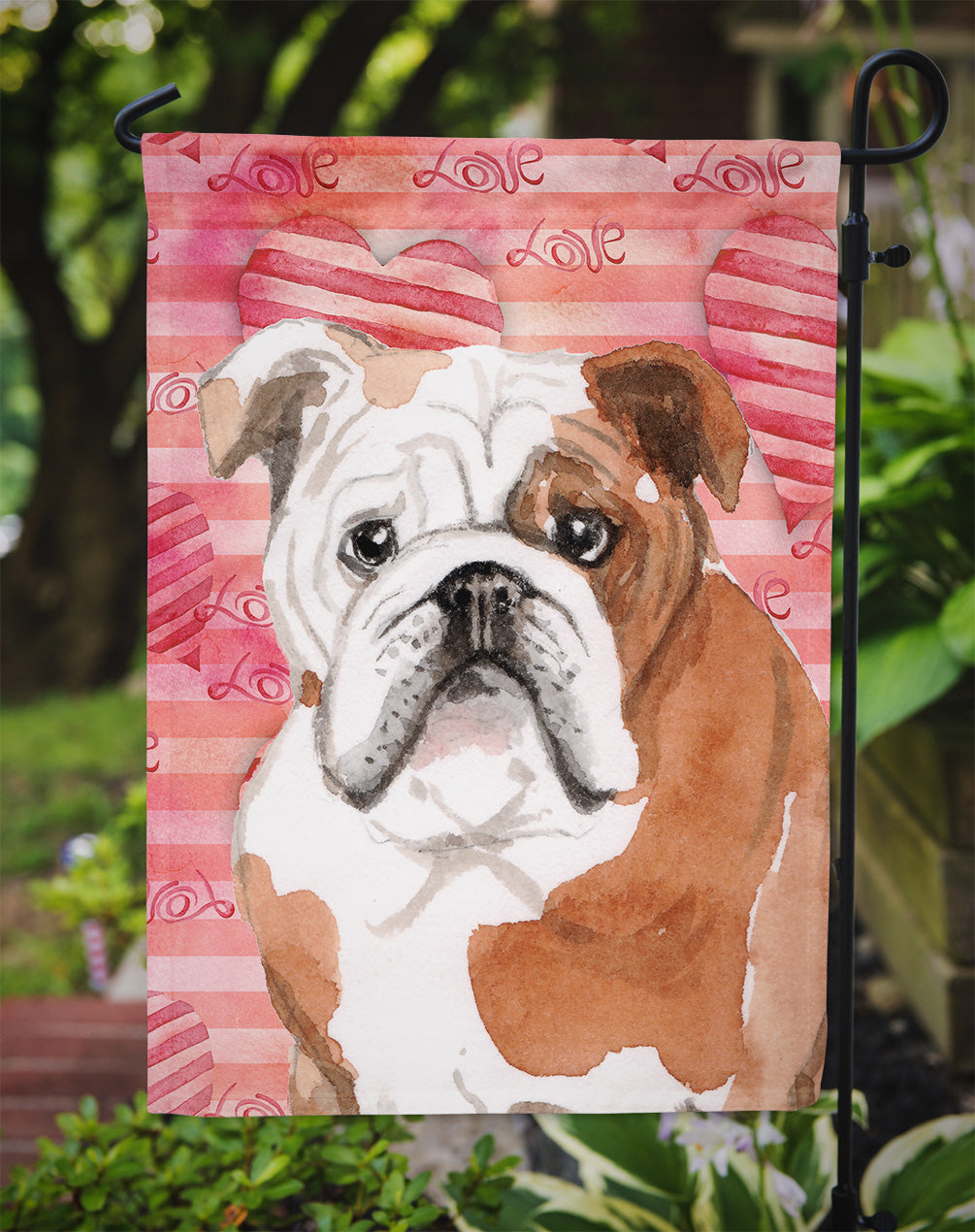 English Bulldog Love Flag Garden Size BB9486GF  the-store.com.